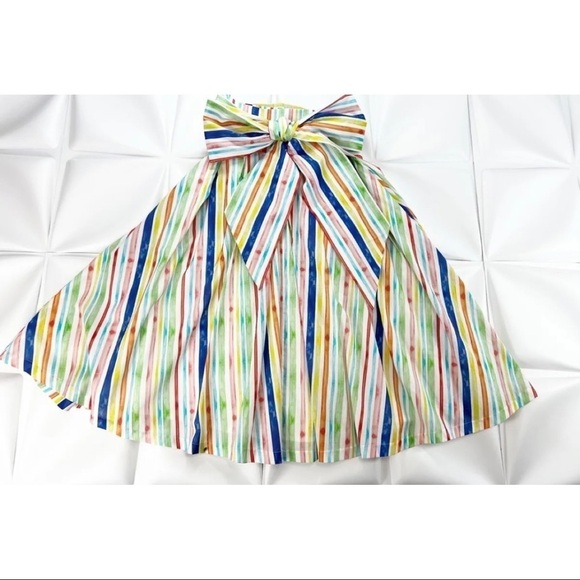 Brooke Wright Womens Sz 2 Rainbow Striped Colorful A Line Skirt Lottie Bow Belt - Picture 3 of 12